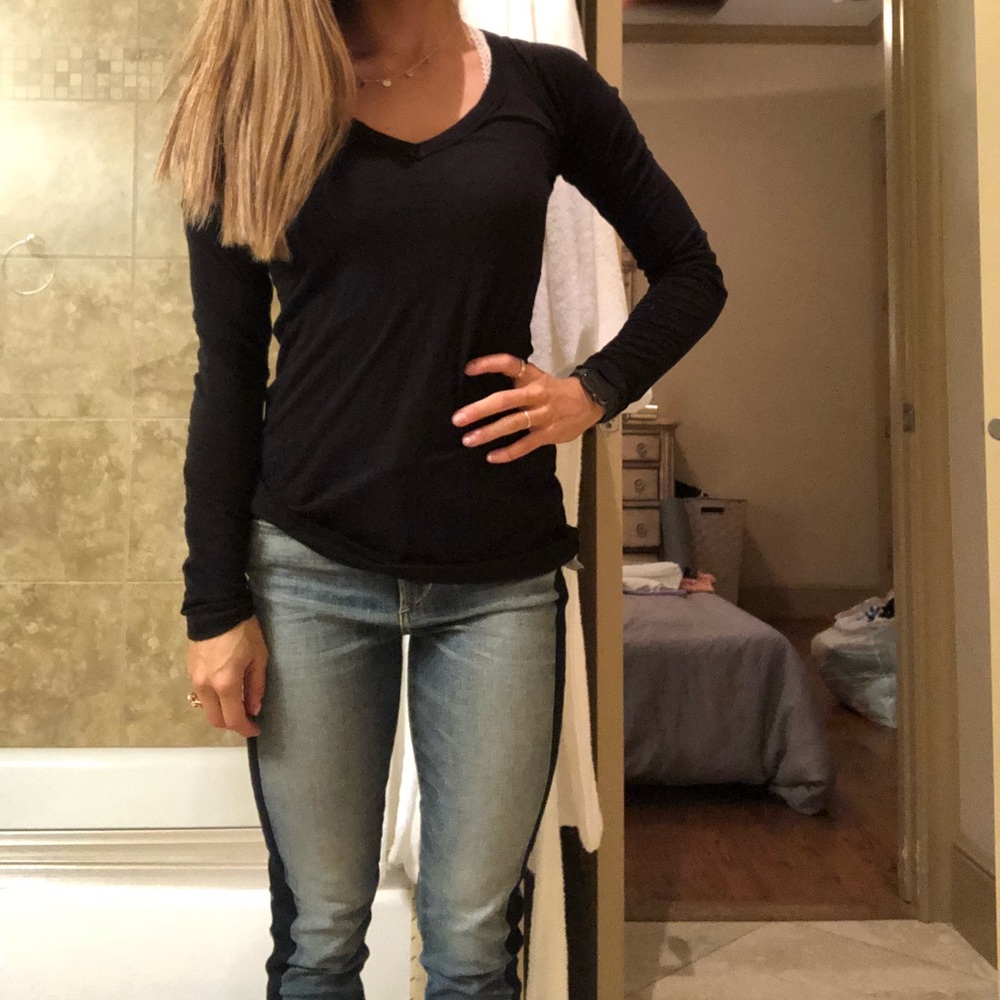 Basic long sleeve black vneck